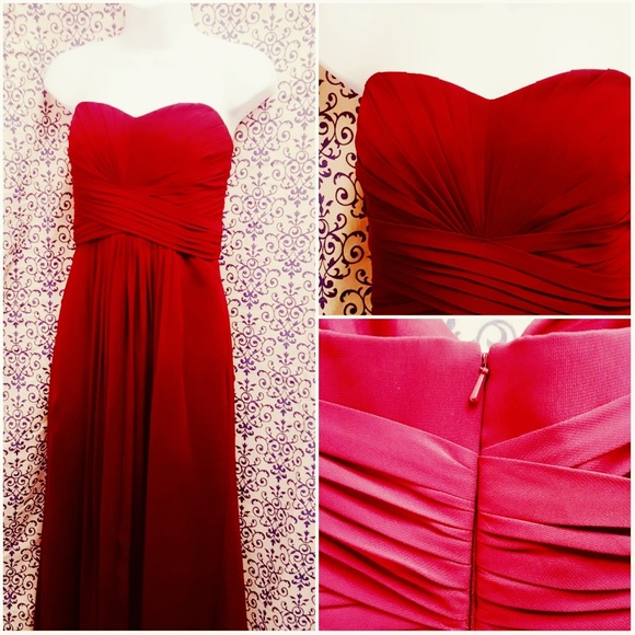 Long Strapless Chiffon Dress and Pleated Bodice - Picture 3 of 8